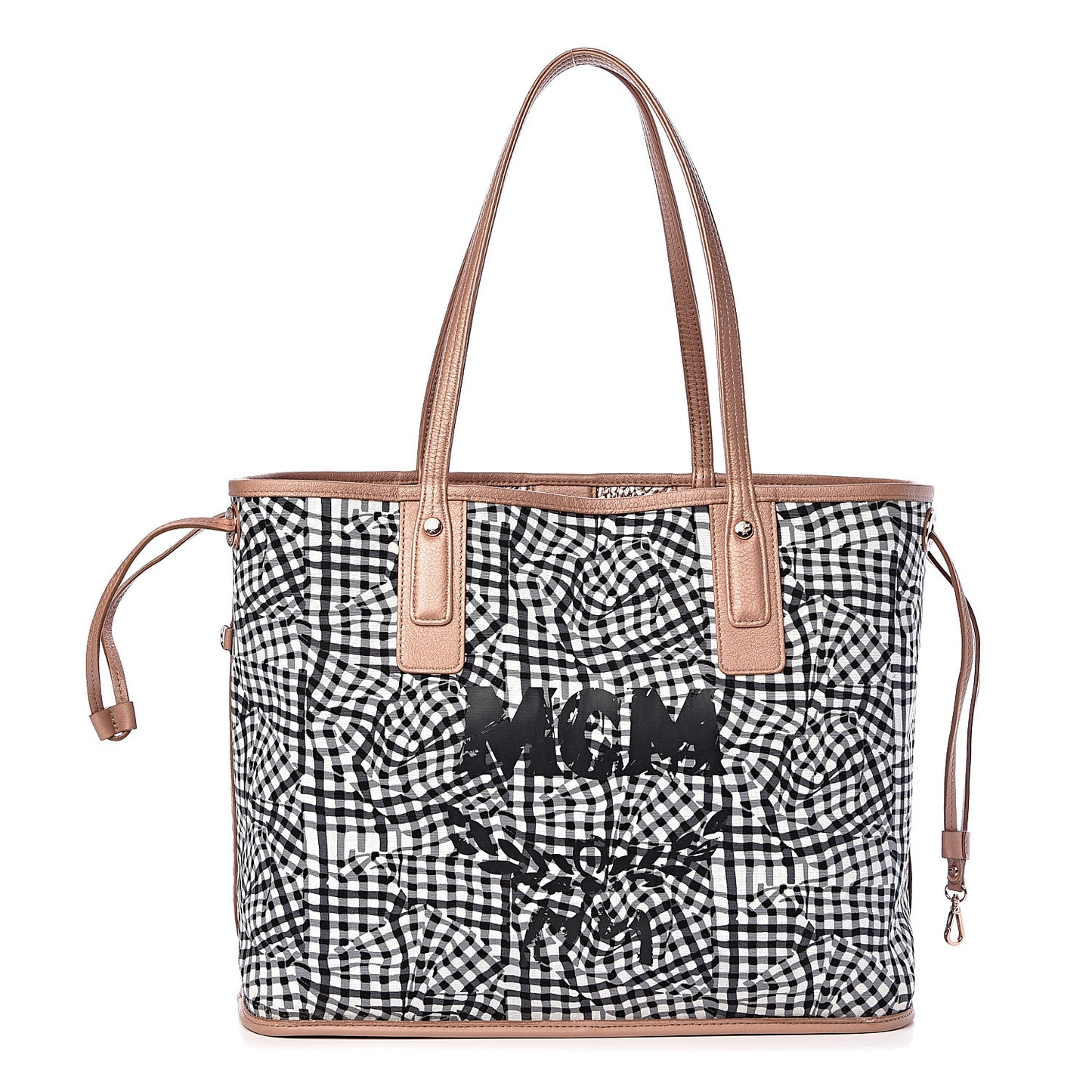 Metallic Visetos Medium Liz Reversible Shopper Tote Champagne Gold