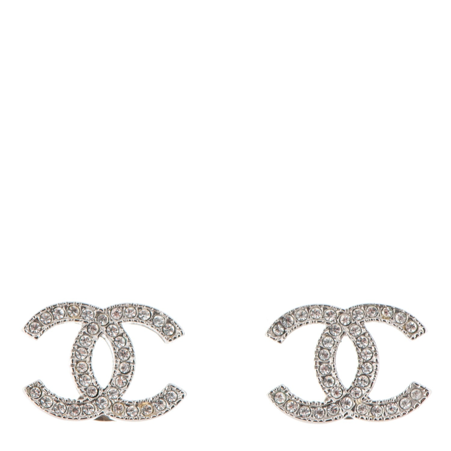 Chanel Crystal CC Earrings Silver 1 of 4