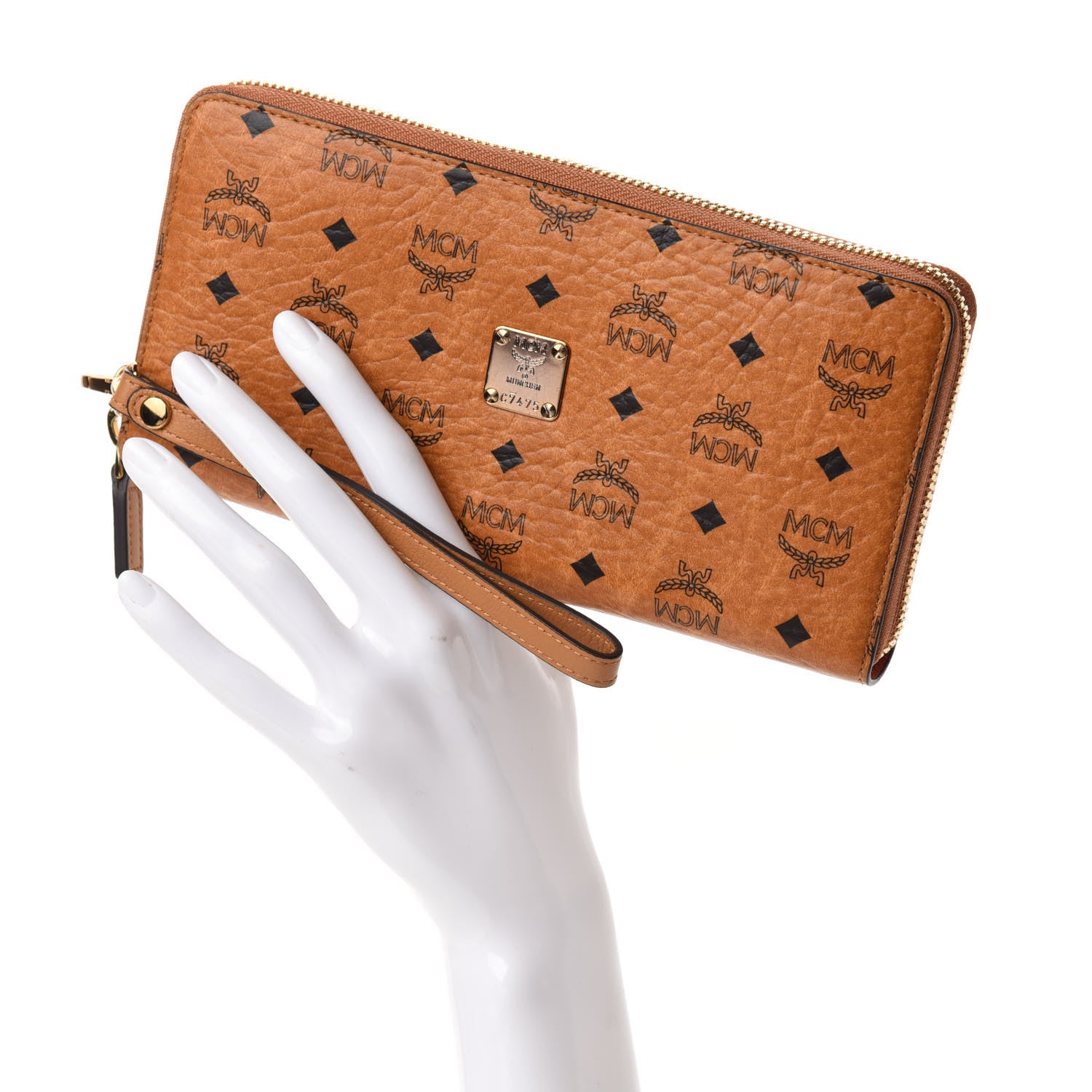 MCM Visetos Large Zip Around Wallet Cognac 2 of 7