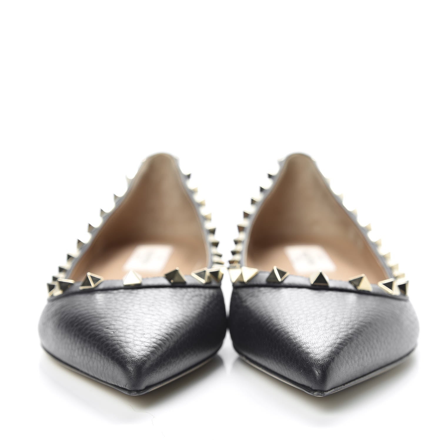 Valentino Garavani Pebbled Calfskin Rockstud Ballerina Flats 38 Black 2 of 9