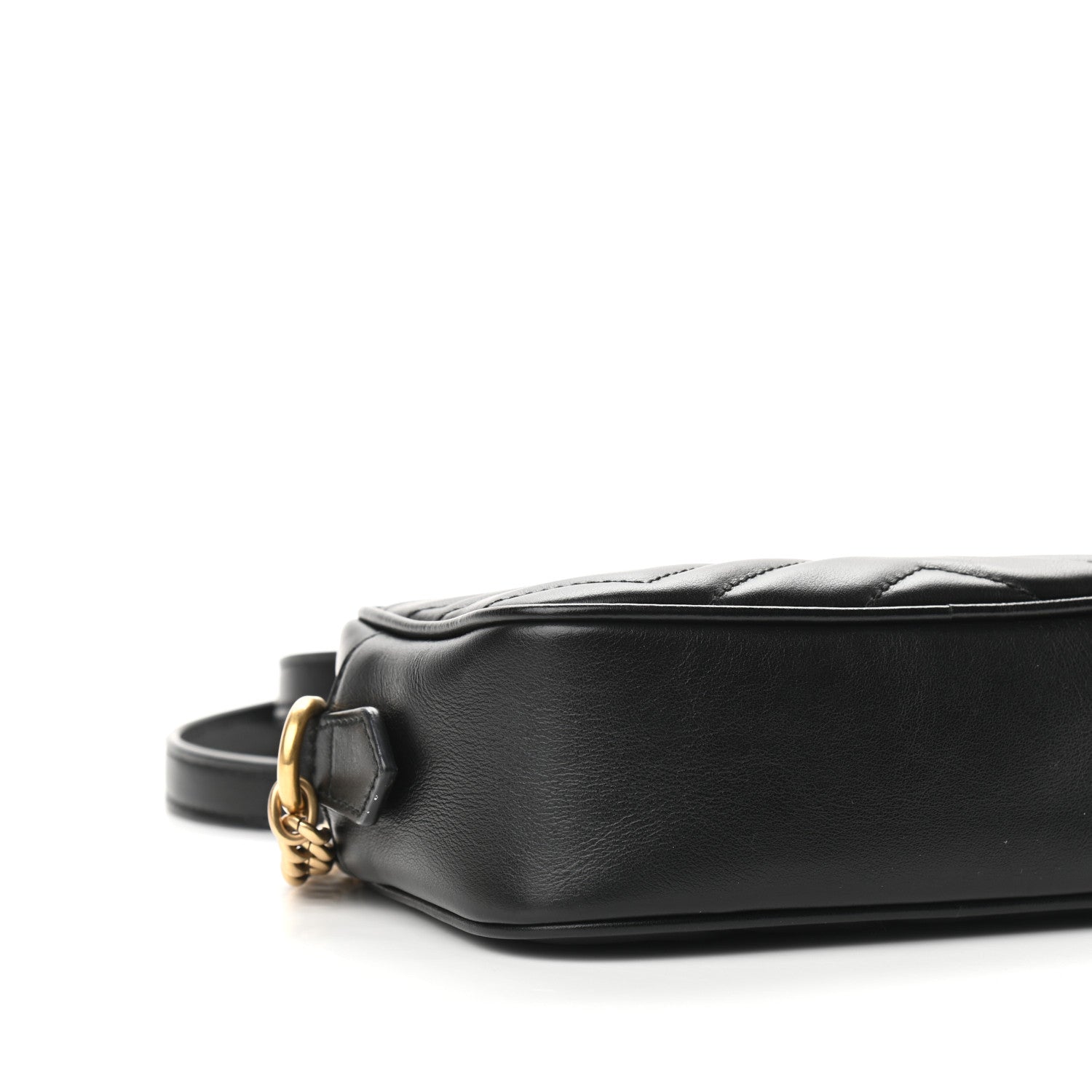 Gucci Calfskin Matelasse Mini GG Marmont Chain Shoulder Bag Black 10 of 11