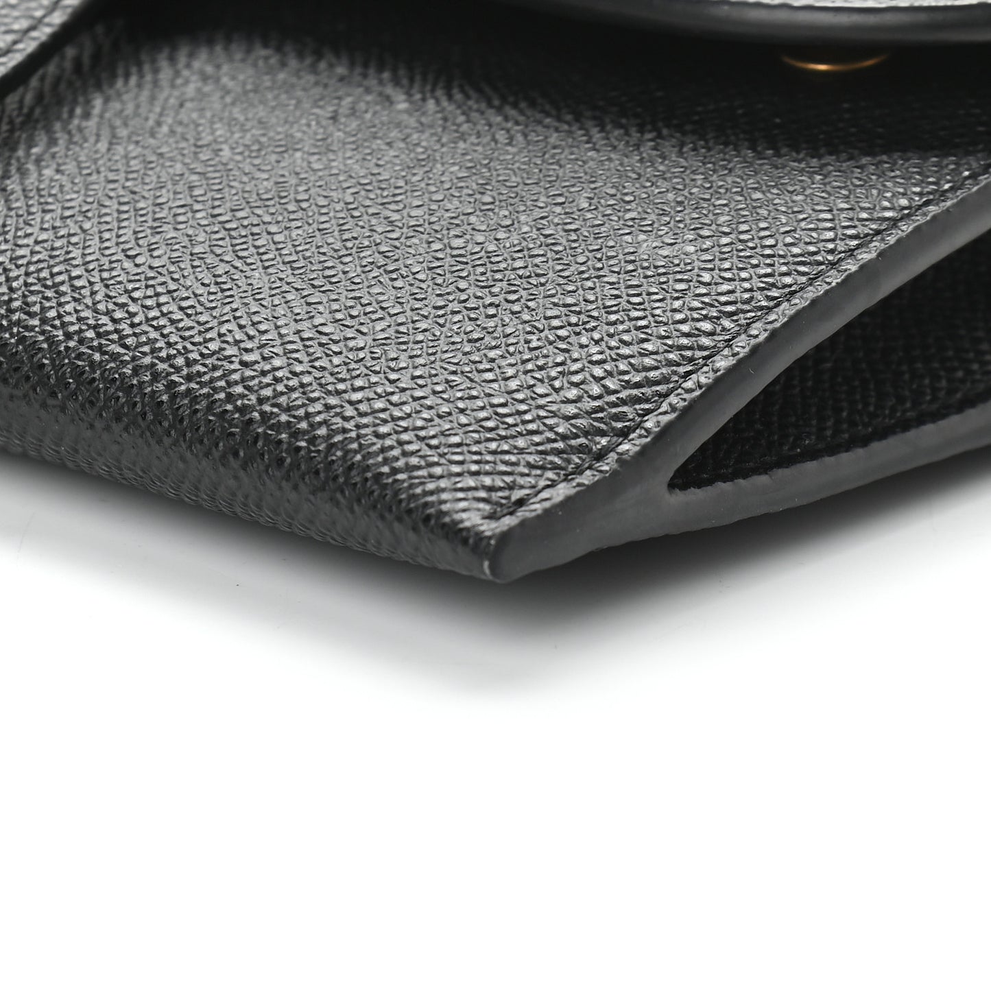 Grained Calfskin Saddle Chain Wallet Pouch Black