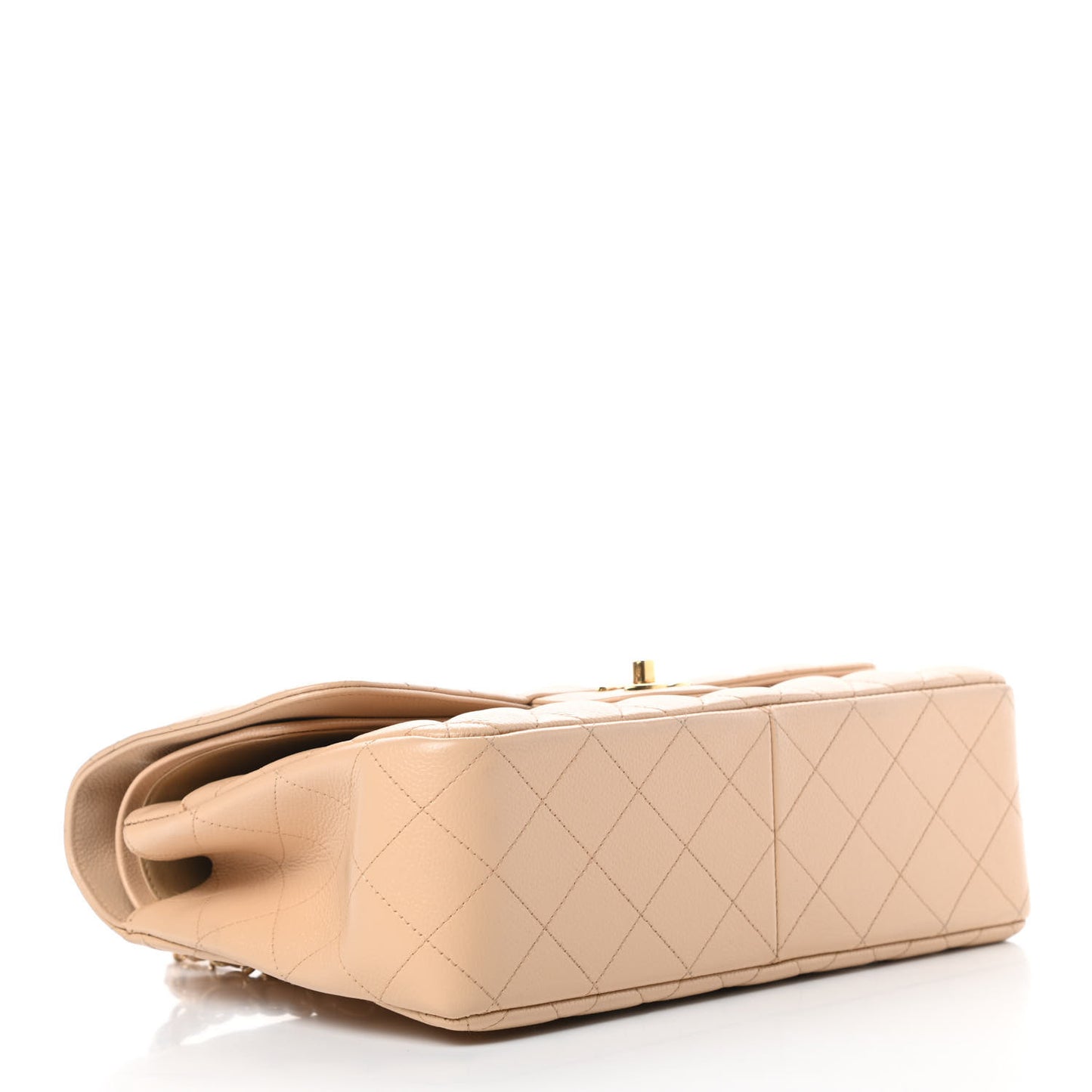 Caviar Quilted Jumbo Double Flap Beige Clair