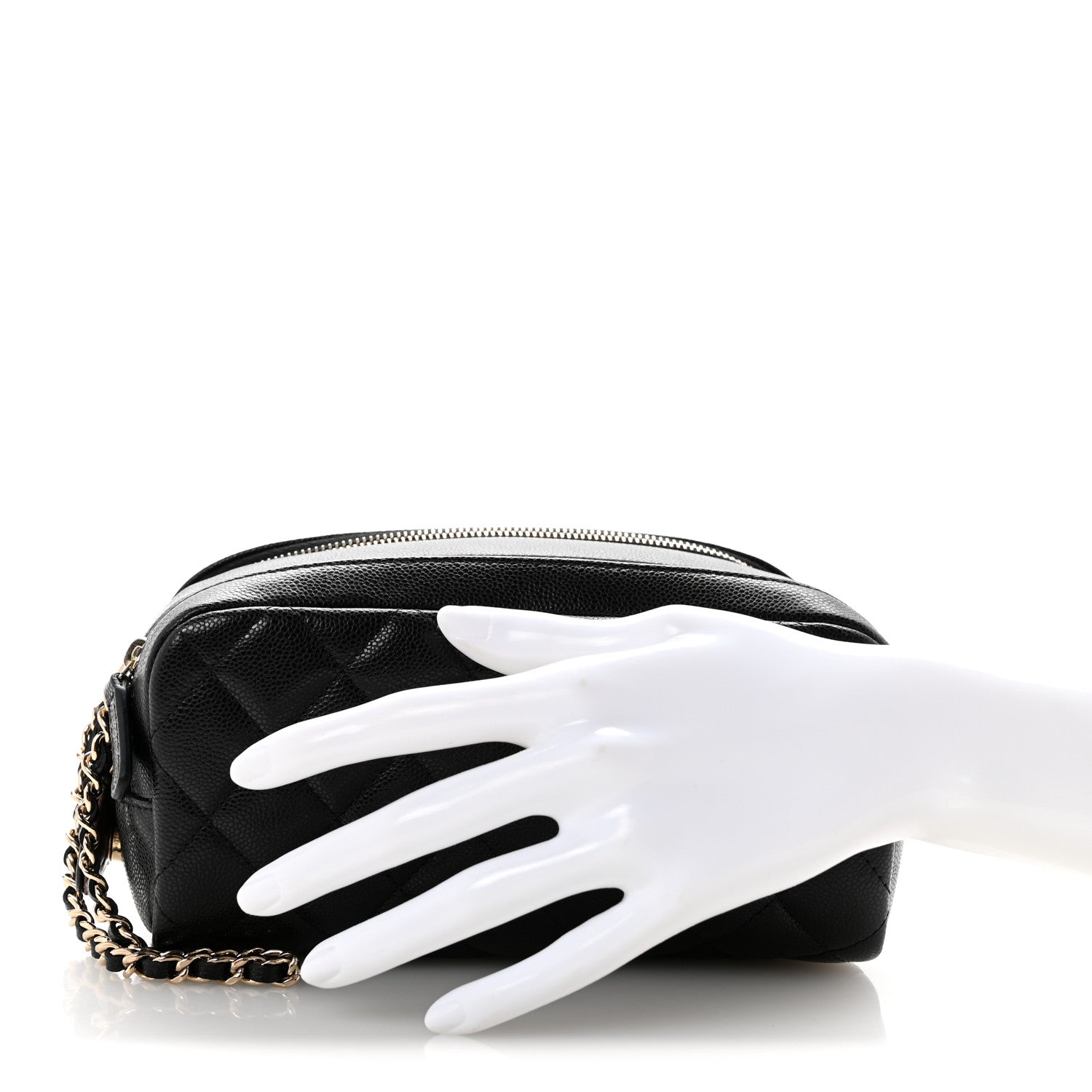 Chanel Caviar Quilted Toiletry Case With Chain Black 2 of 8