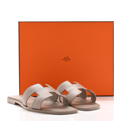 Hermes Box Calfskin Oran Sandals 37 Beige Mastic 11 of 11