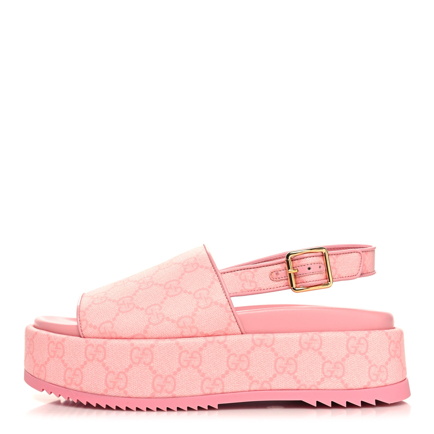 Gucci GG Supreme Monogram Granada Kid Angelina Platform 35mm Slingback Sandals 37.5 Cotton Candy Dark Cotton Candy Wild Rose 1 of 8