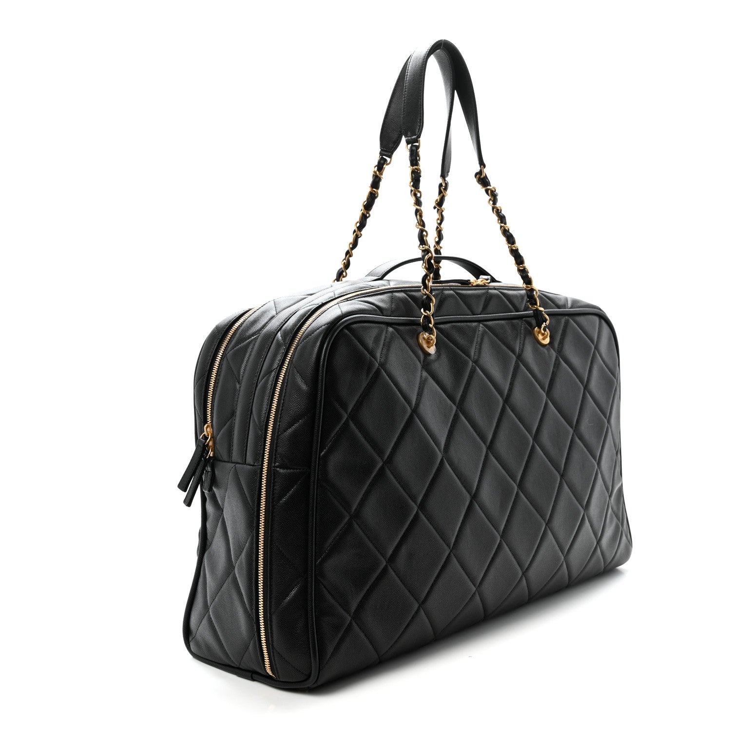 Chanel Shiny Grained Calfskin Quilted Large Travel Bowling Bag