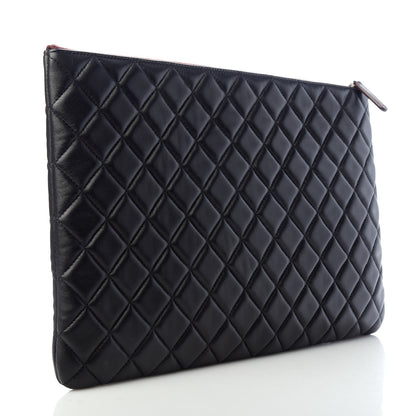 Chanel Lambskin Quilted Large Cosmetic Case Black 3 of 7