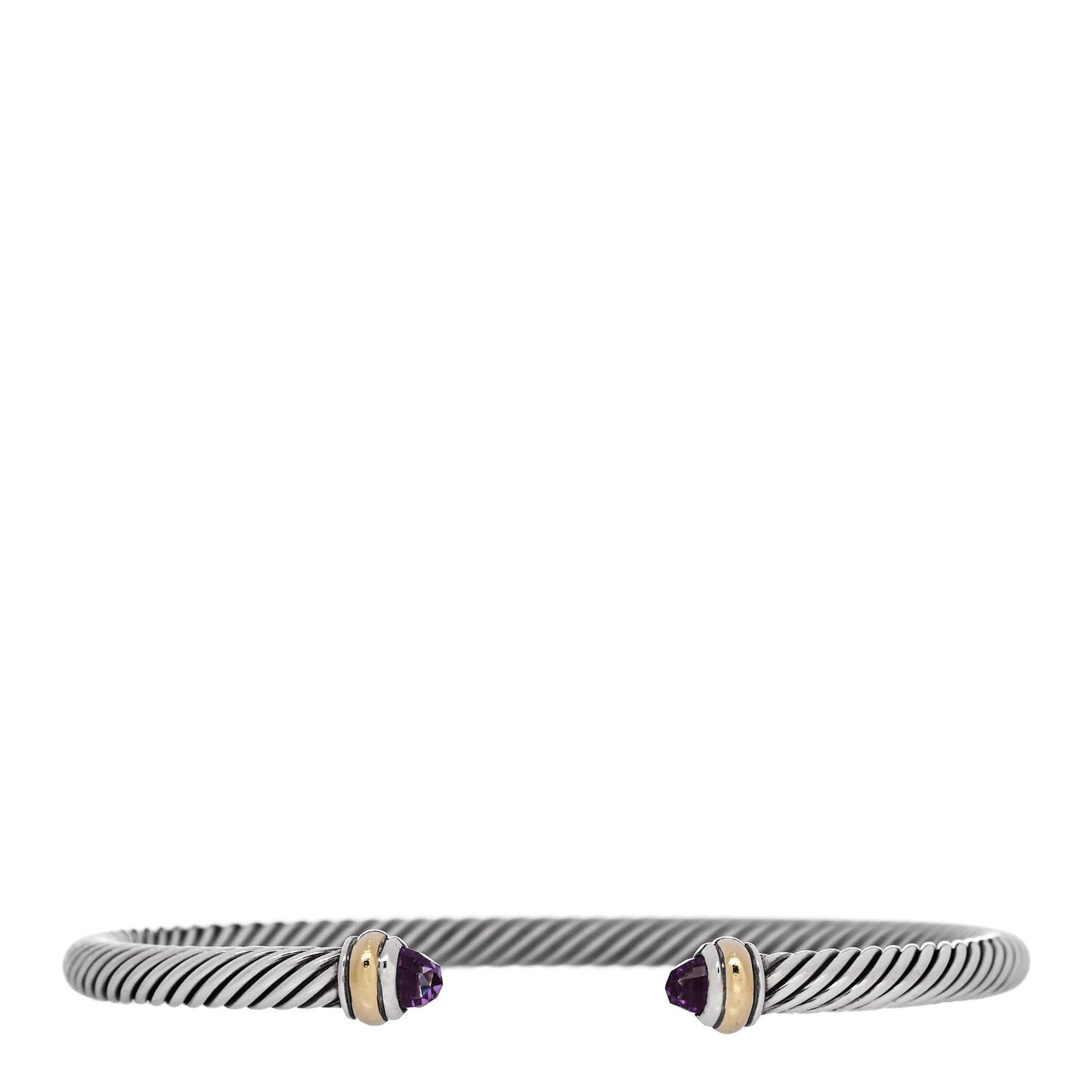Sterling Silver 18K Yellow Gold Amethyst 4mm Cable Classics Bracelet