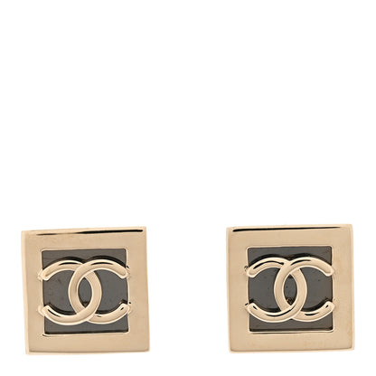 Chanel Metal CC Square Earrings Gold Ruthenium 1 of 4