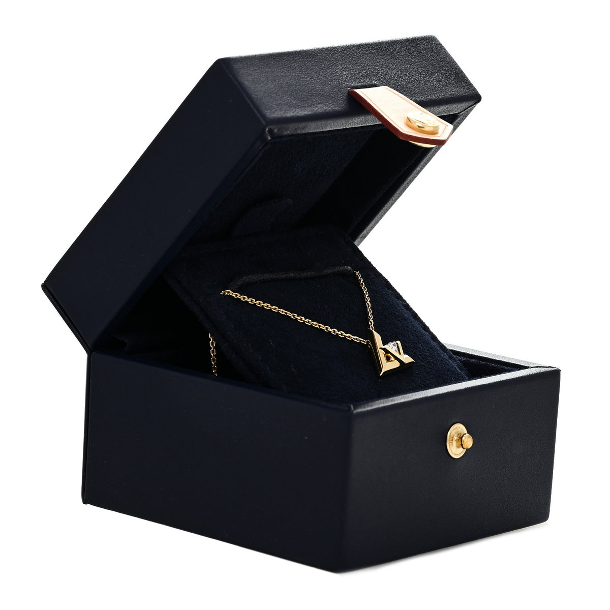 Louis Vuitton 18K Yellow Gold Diamond Small LV Volt One Pendant Necklace 6 of 6
