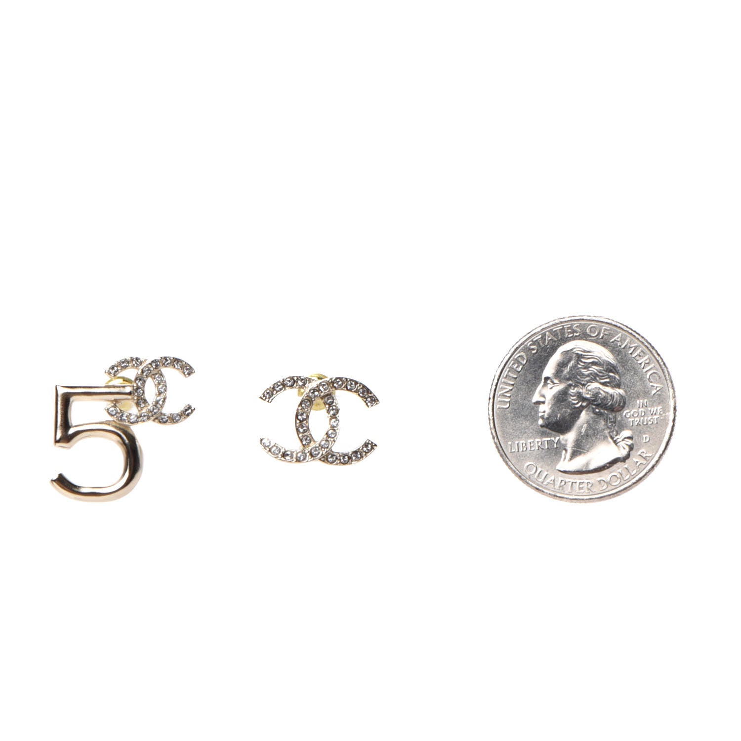Chanel Crystal CC No 5 Earrings Gold 2 of 5