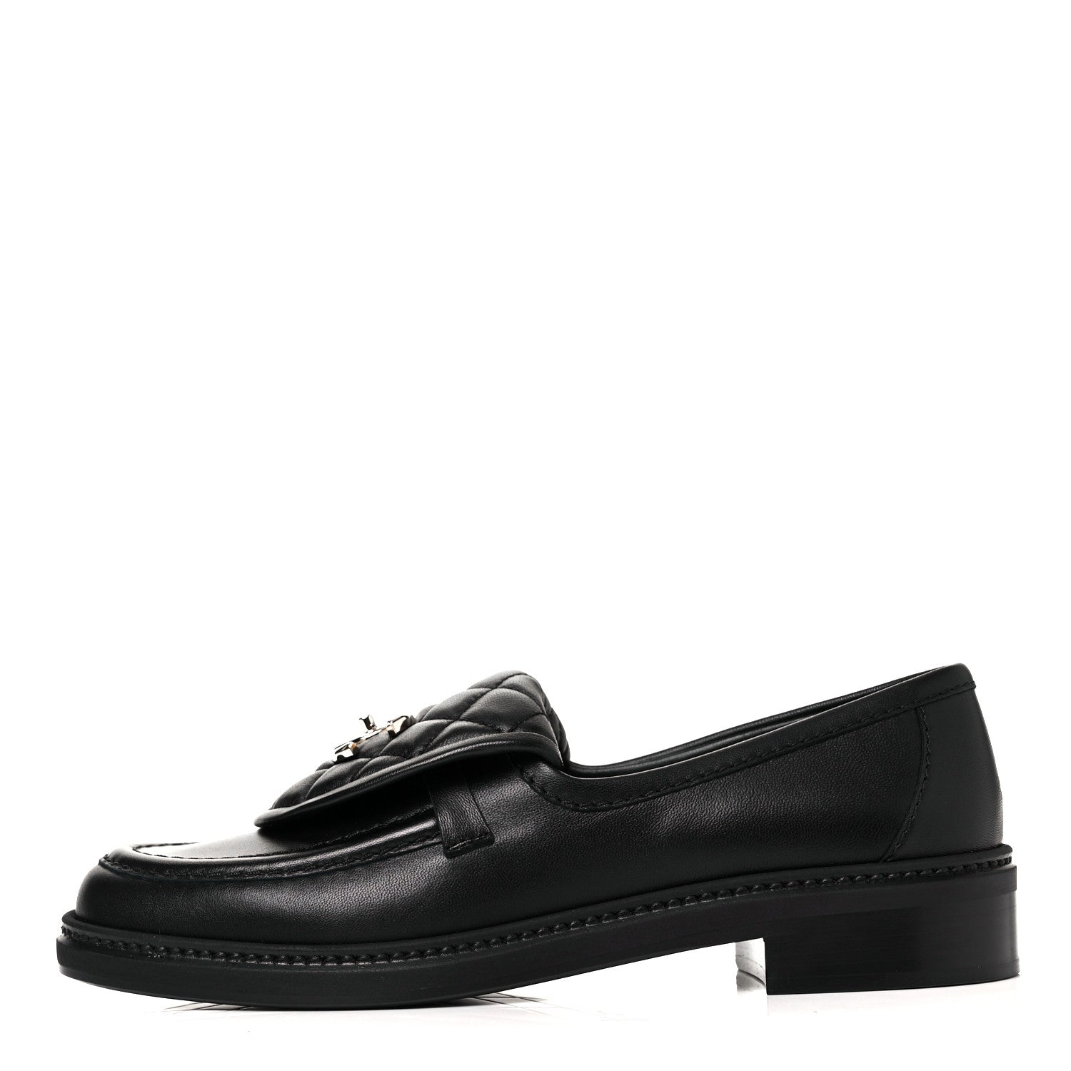 Chanel Lambskin Quilted CC Turnlock Loafers 37.5 Black 1 of 10