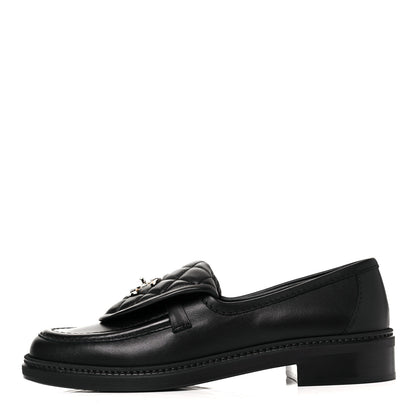 Chanel Lambskin Quilted CC Turnlock Loafers 37.5 Black 1 of 10