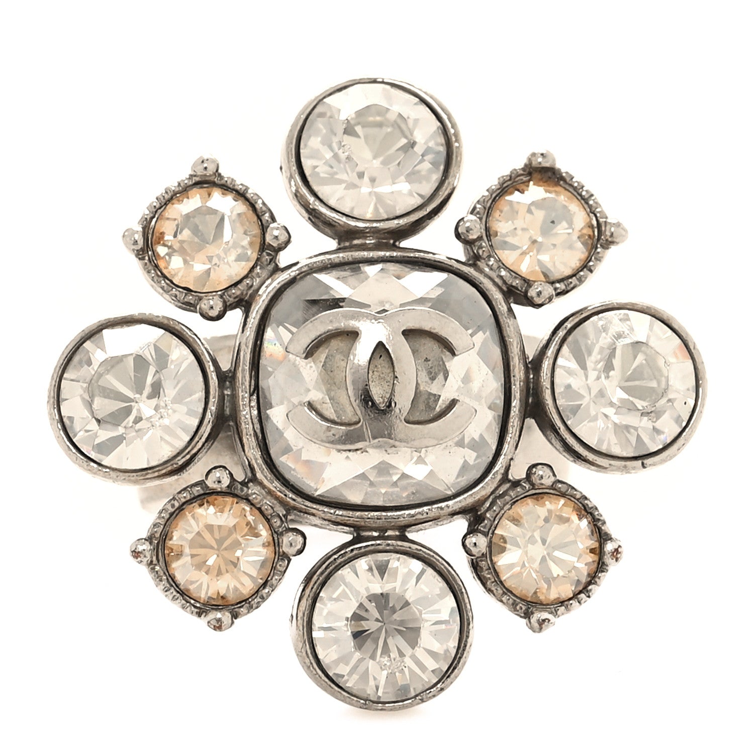 Chanel Crystal CC Ring 5.5 Silver 1 of 4