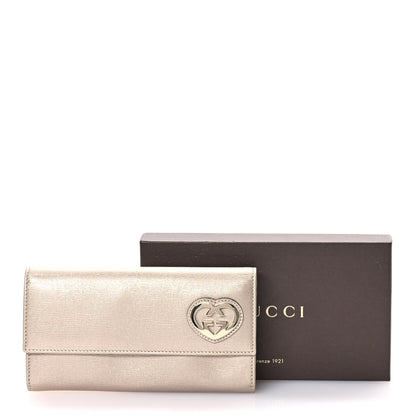 Gucci Shangai Calfskin Lovely Heart Continental Wallet Metallic Beige 7 of 7