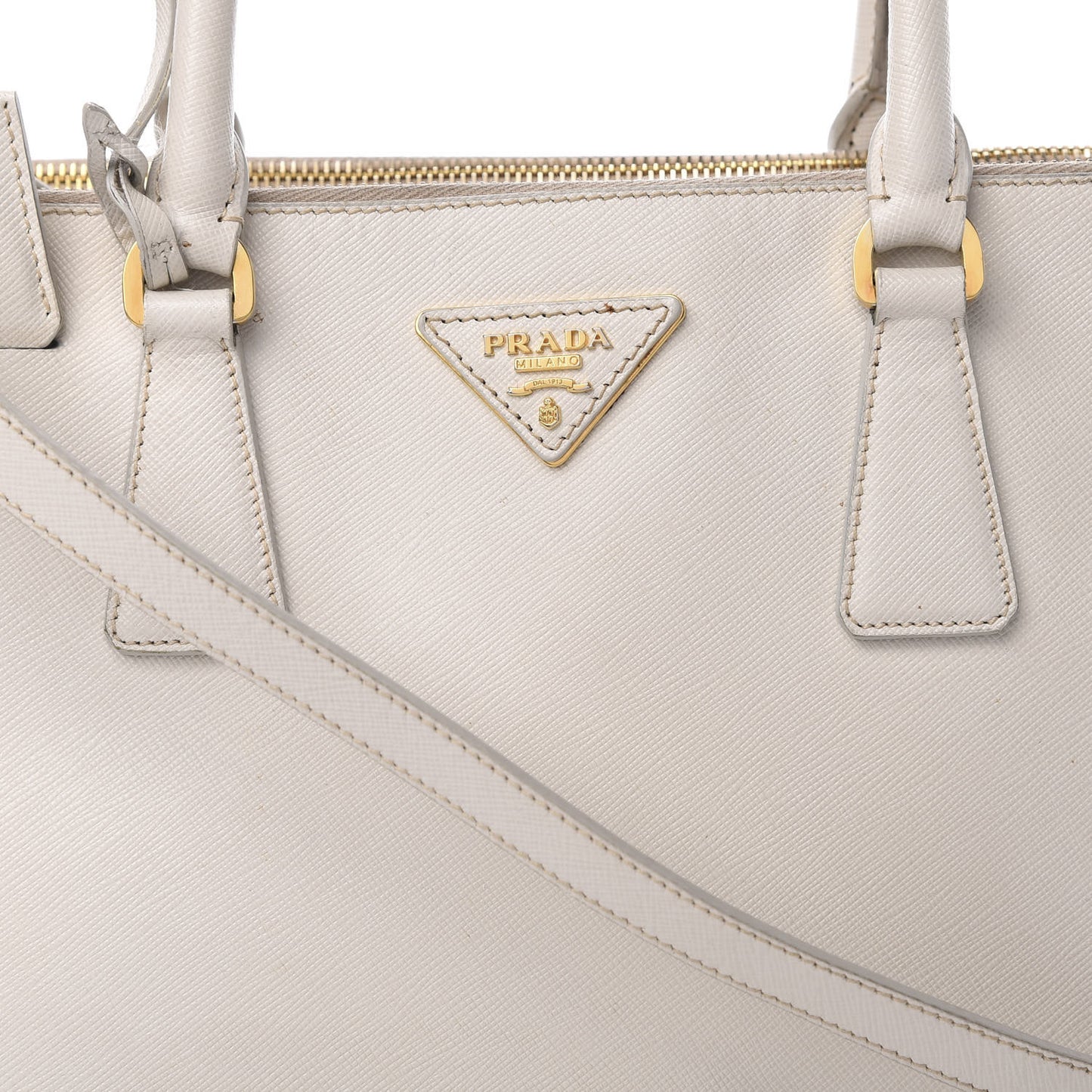 Saffiano Small Galleria Double Zip Tote Talco