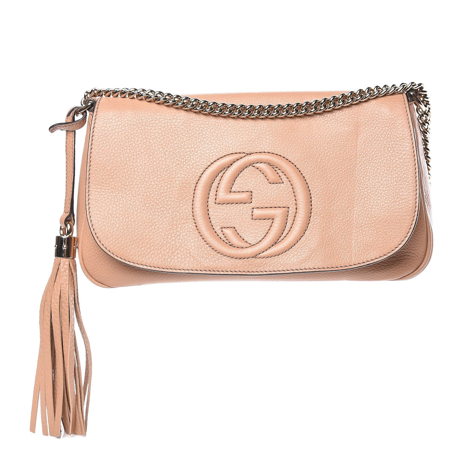 Gucci Pebbled Calfskin Medium Soho Flap Crossbody Camelia 1 of 15