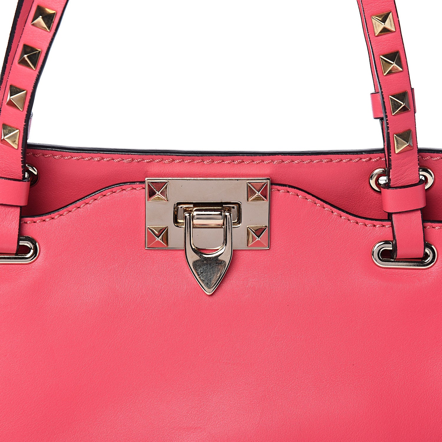 Valentino Garavani Vitello Small Rockstud Tote Deep Rose 10 of 11