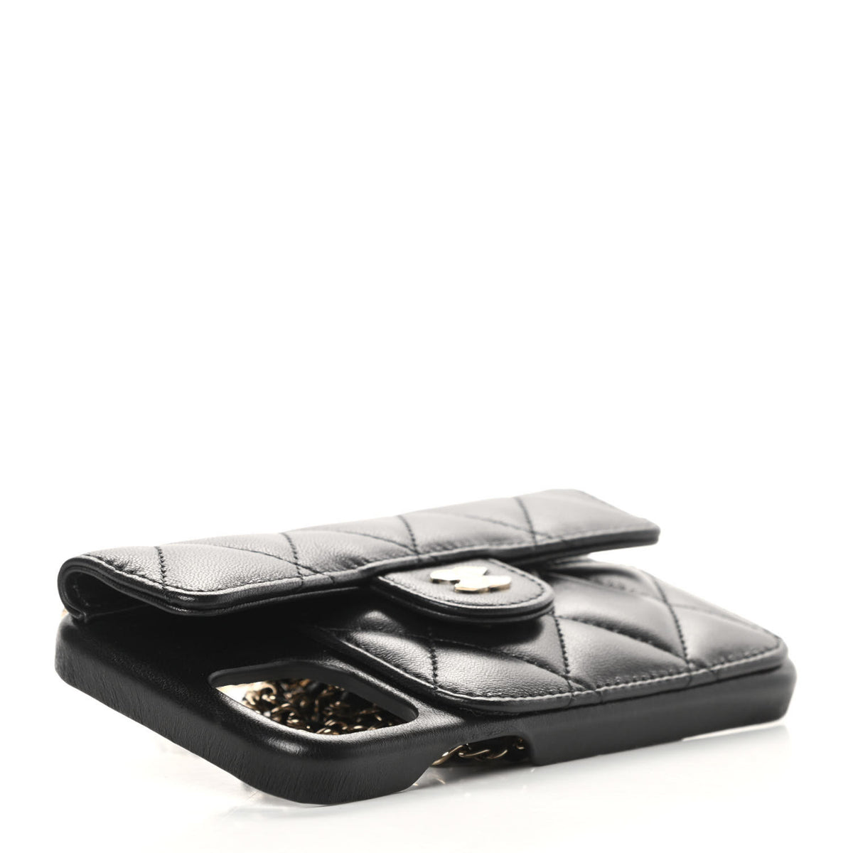 Chanel Lambskin Quilted iPhone XII Pro Holder With Chain Black 4 of 11
