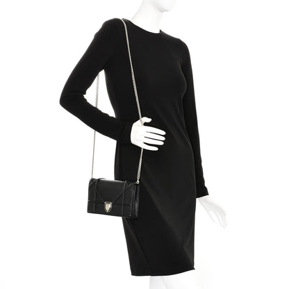 Christian Dior Grained Calfskin Diorama Wallet on Chain Pouch Black 2 of 7