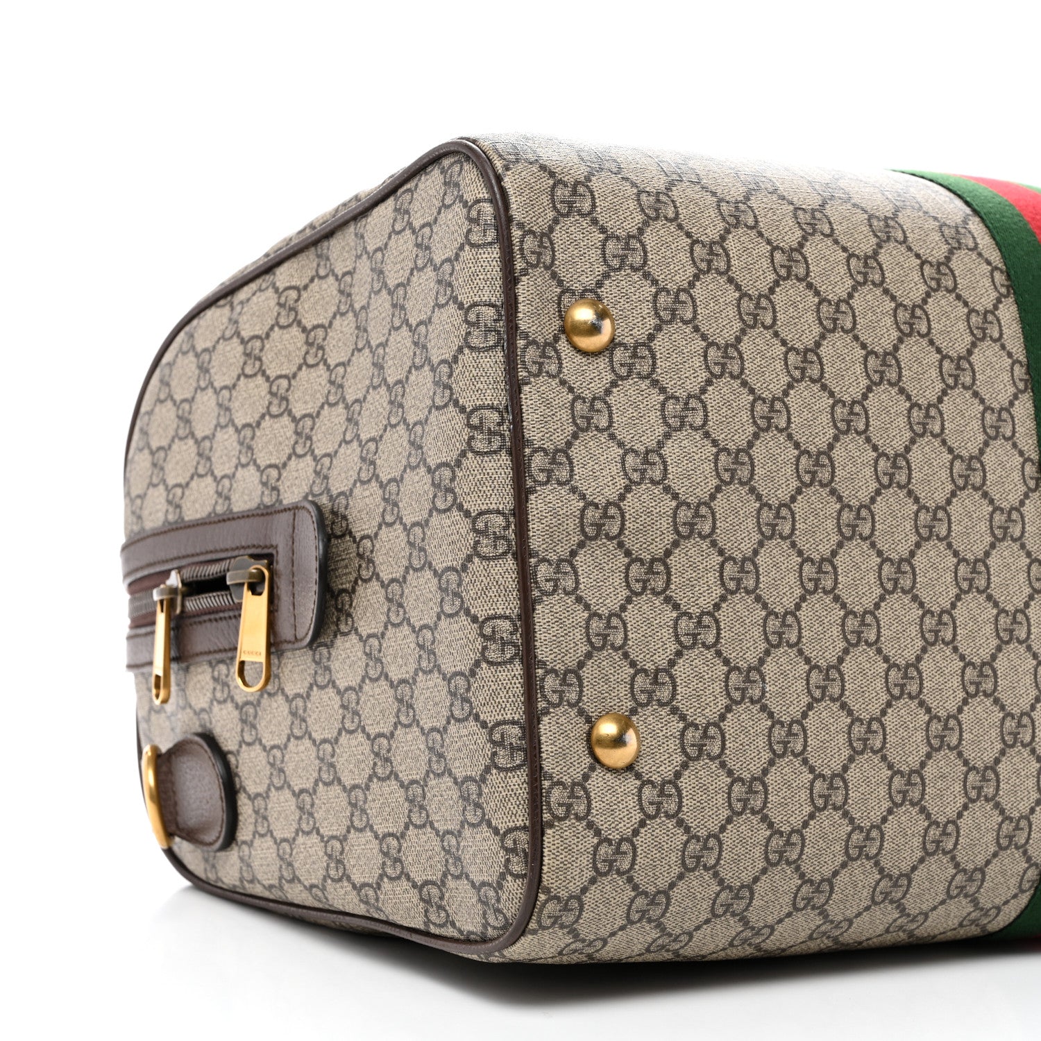 Gucci GG Supreme Monogram Textured Dollar Calfskin Web Medium Ophidia Carry-On Duffle Bag Beige Ebony New Acero 8 of 9