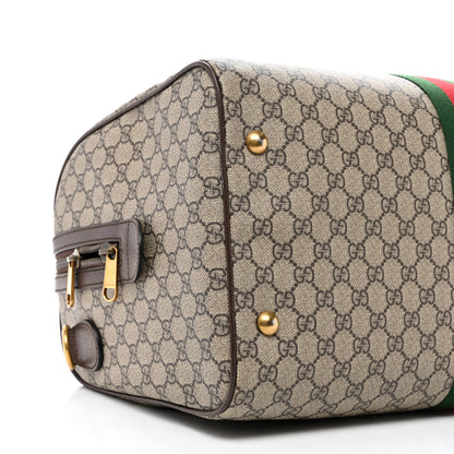 Gucci GG Supreme Monogram Textured Dollar Calfskin Web Medium Ophidia Carry-On Duffle Bag Beige Ebony New Acero 8 of 9