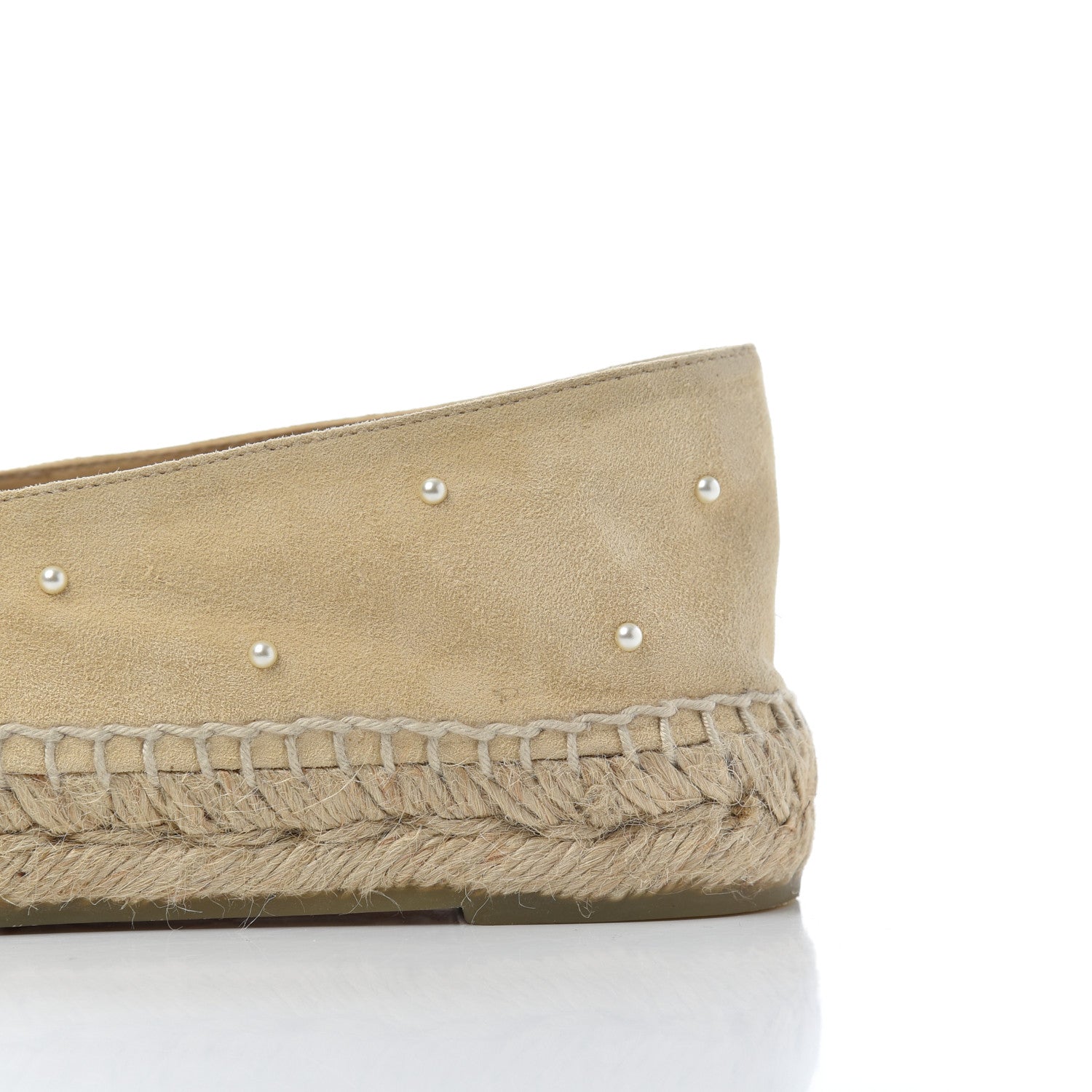Chanel Suede Pearl CC Espadrilles 38 Beige Black 8 of 11