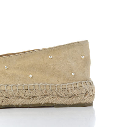 Chanel Suede Pearl CC Espadrilles 38 Beige Black 8 of 11
