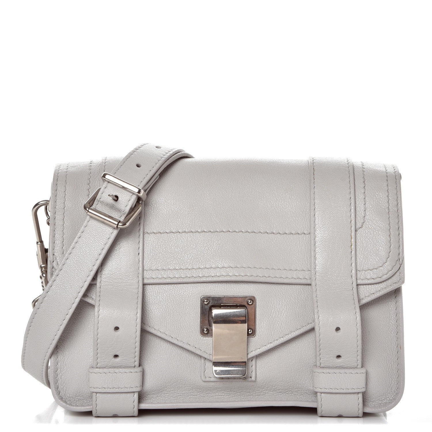 Proenza Schouler Lambskin PS1 Mini Pouch Messenger Pale Steel 1 of 8