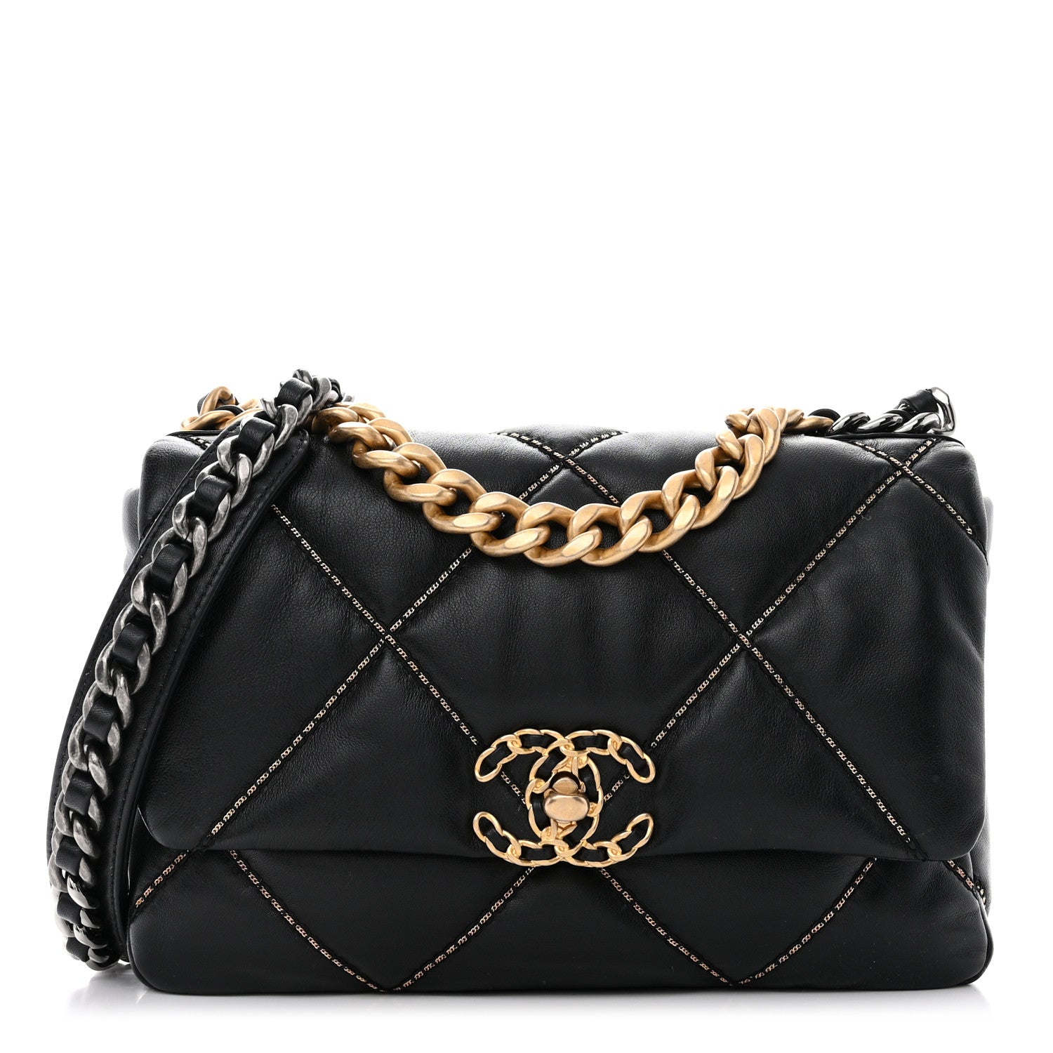 Chanel Lambskin Chain Quilted Medium Chanel 19 Flap Black 1 of 10
