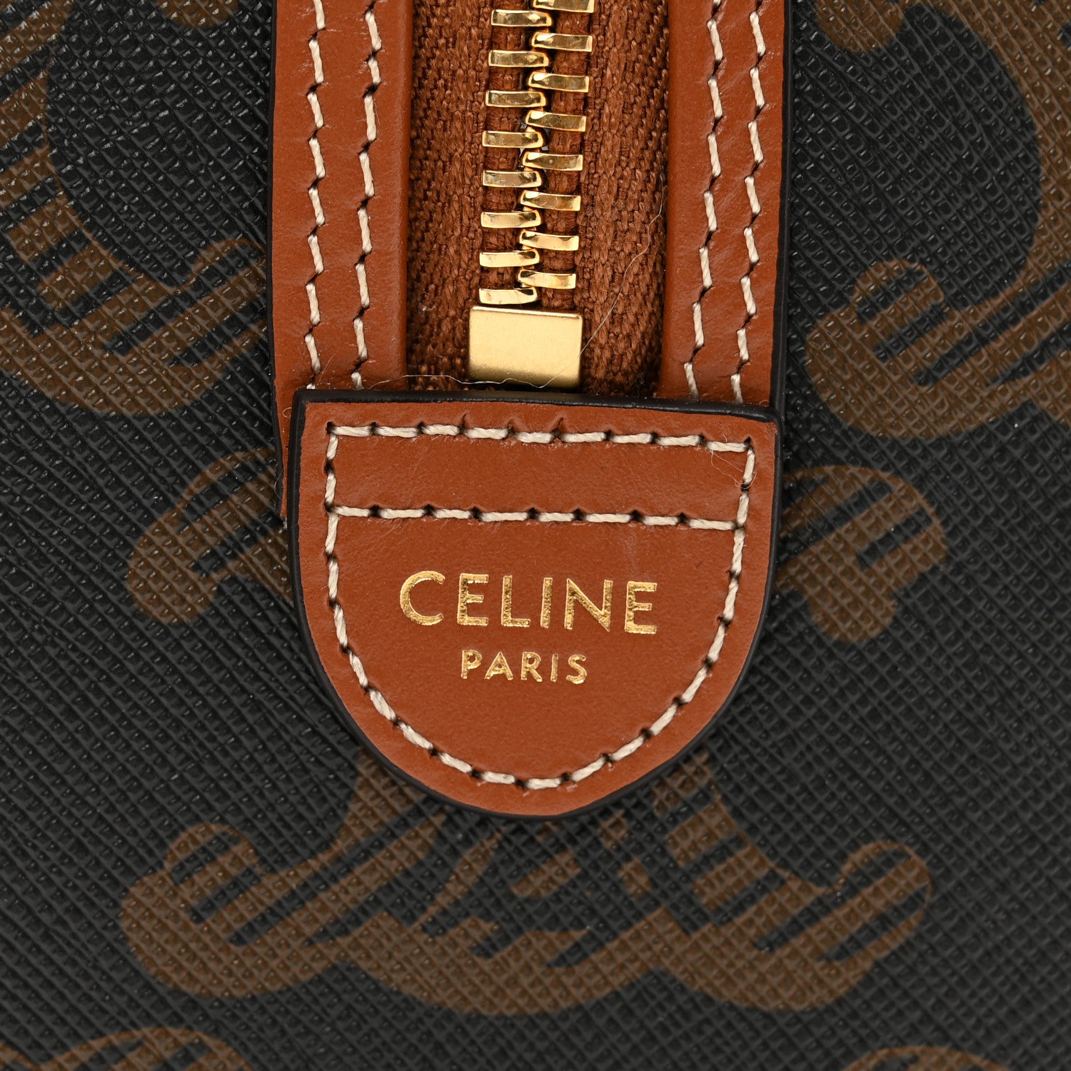 Celine Triomphe Canvas XL Calfskin Small Boston Bag Tan 8 of 10