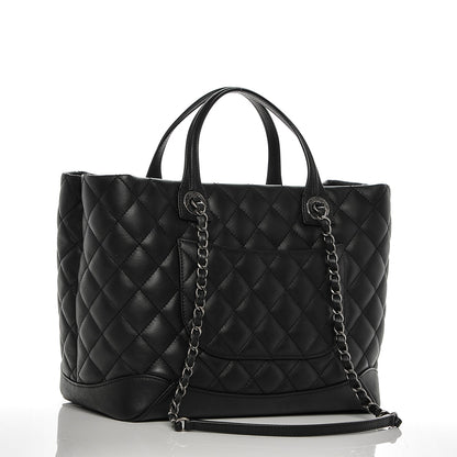 Chanel Calfskin Quilted Small Easy Shopping Tote Black 6 of 14