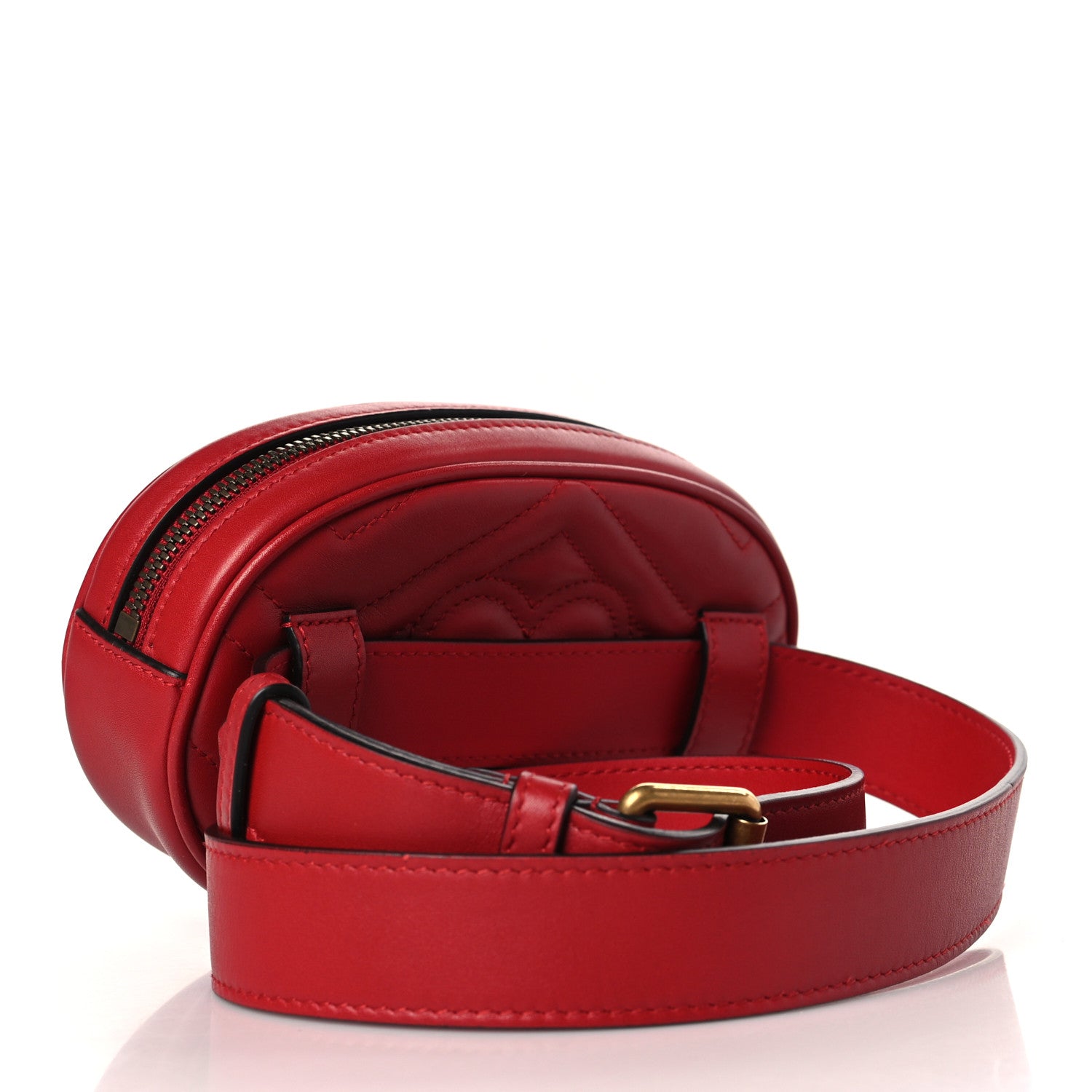 Gucci Calfskin Matelasse GG Marmont Belt Bag 75 30 Hibiscus Red 3 of 9
