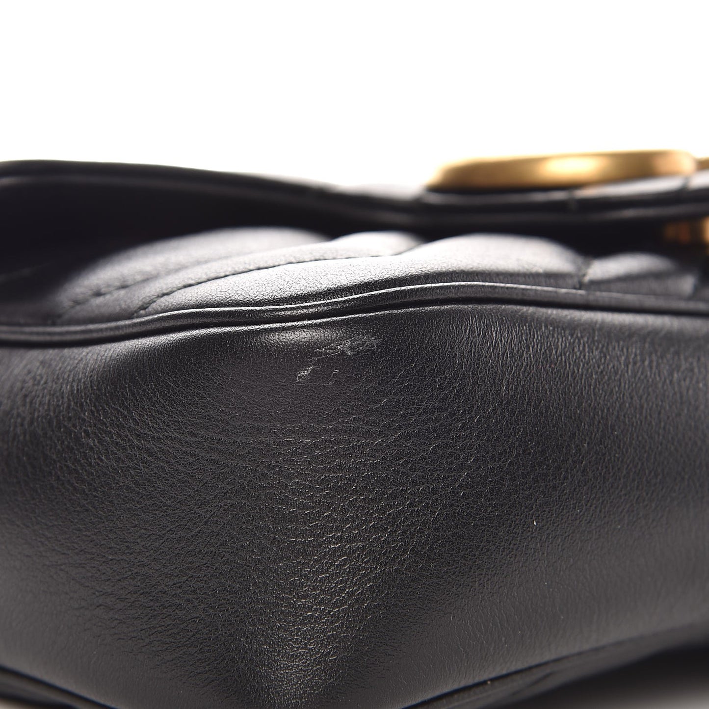Calfskin Matelasse Super Mini GG Marmont Shoulder Bag Black