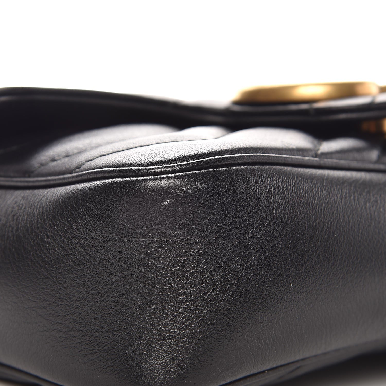 Gucci Calfskin Matelasse Super Mini GG Marmont Shoulder Bag Black 8 of 9