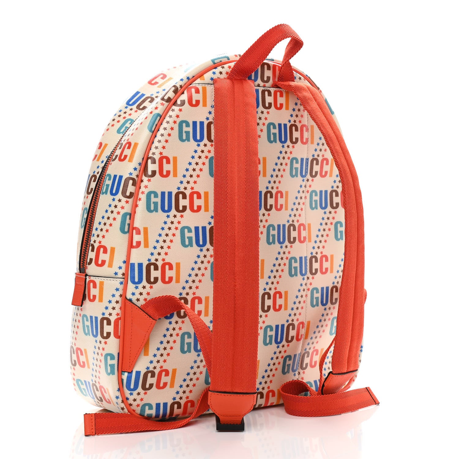 Gucci Coated Canvas Logo Star Print Childrens Dome Backpack Beige Multicolor Vibrant Orange 2 of 10
