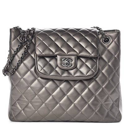 Chanel Metallic Calfskin Quilted Flap Tote Dark Silver 1 of 18