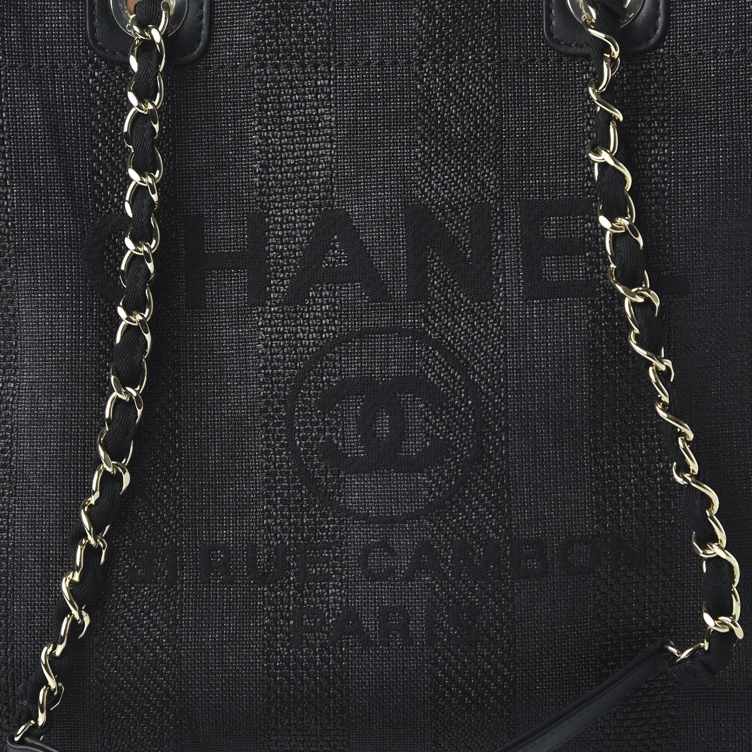 Chanel Mixed Fibers Calfskin Striped Medium Deauville Tote Black 11 of 12