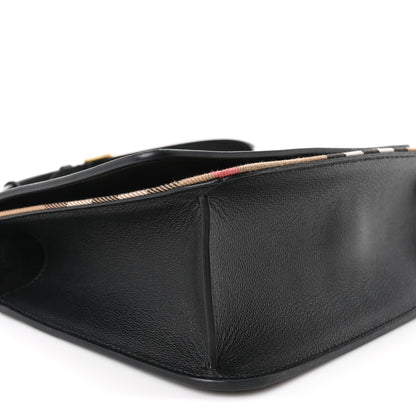 Burberry Derby Calfskin House Check Mackford Crossbody Bag Black 7 of 8