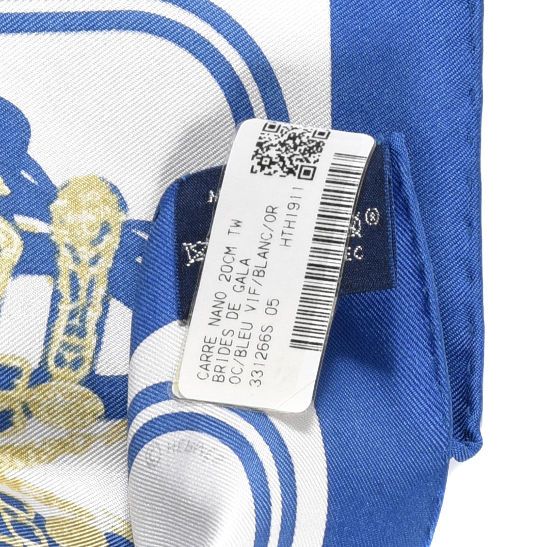 Hermes Silk Brides de Gala Nano Scarf 20 Bleu Vif White Or 3 of 4