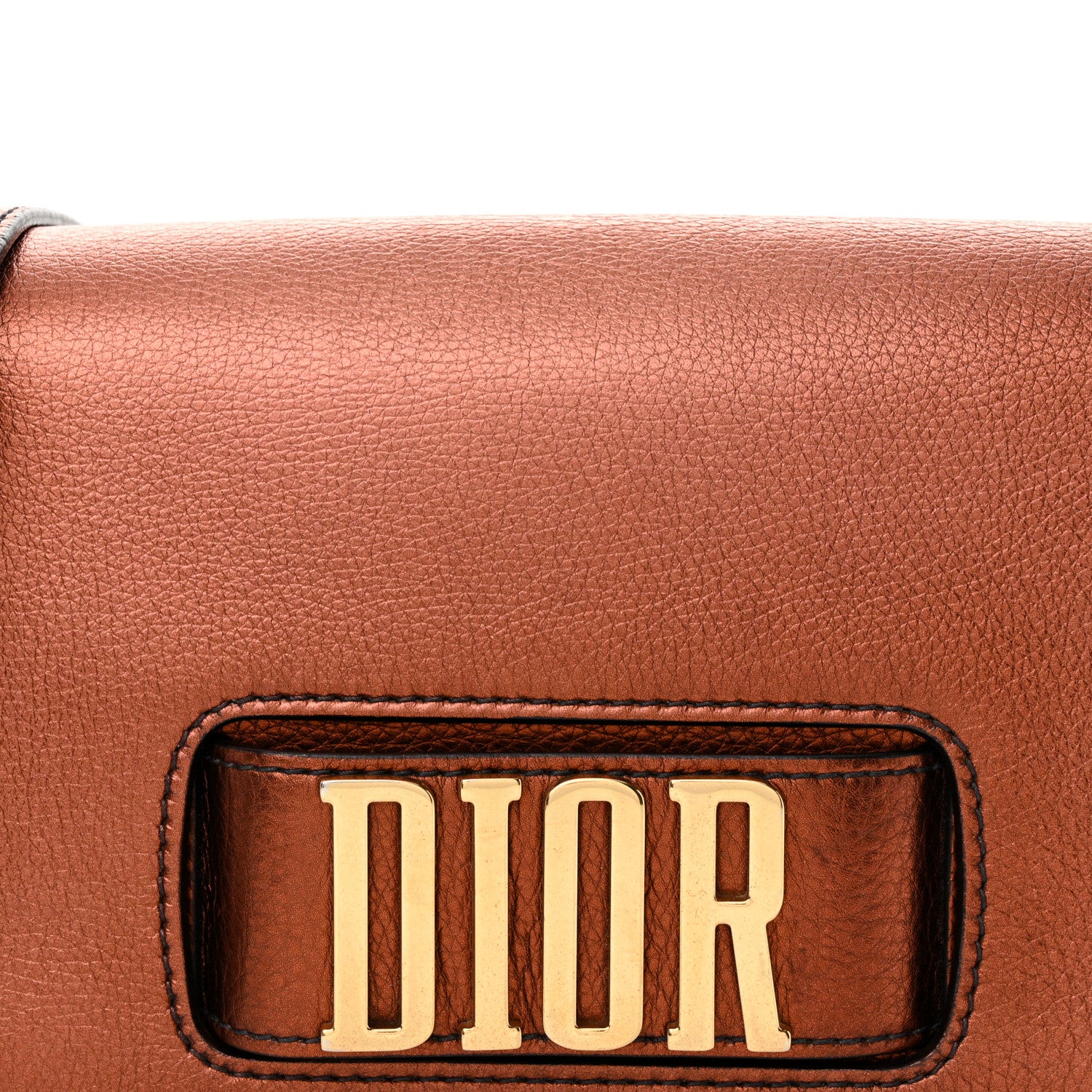 Christian Dior Metallic Grained Calfskin Dio(r)evolution Flap Bag Deep Orange 7 of 13