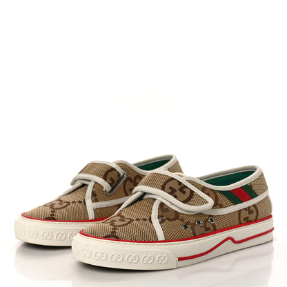 Gucci Monogram Jumbo GG Web Womens 1977 Tennis Velcro Strap Sneakers 36 Camel Ebony Mystic White 4 of 10