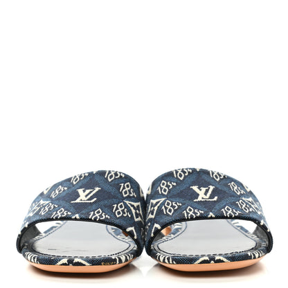 Louis Vuitton Jacquard Since 1854 Lock It Flat Mule 36.5 Blue 2 of 9