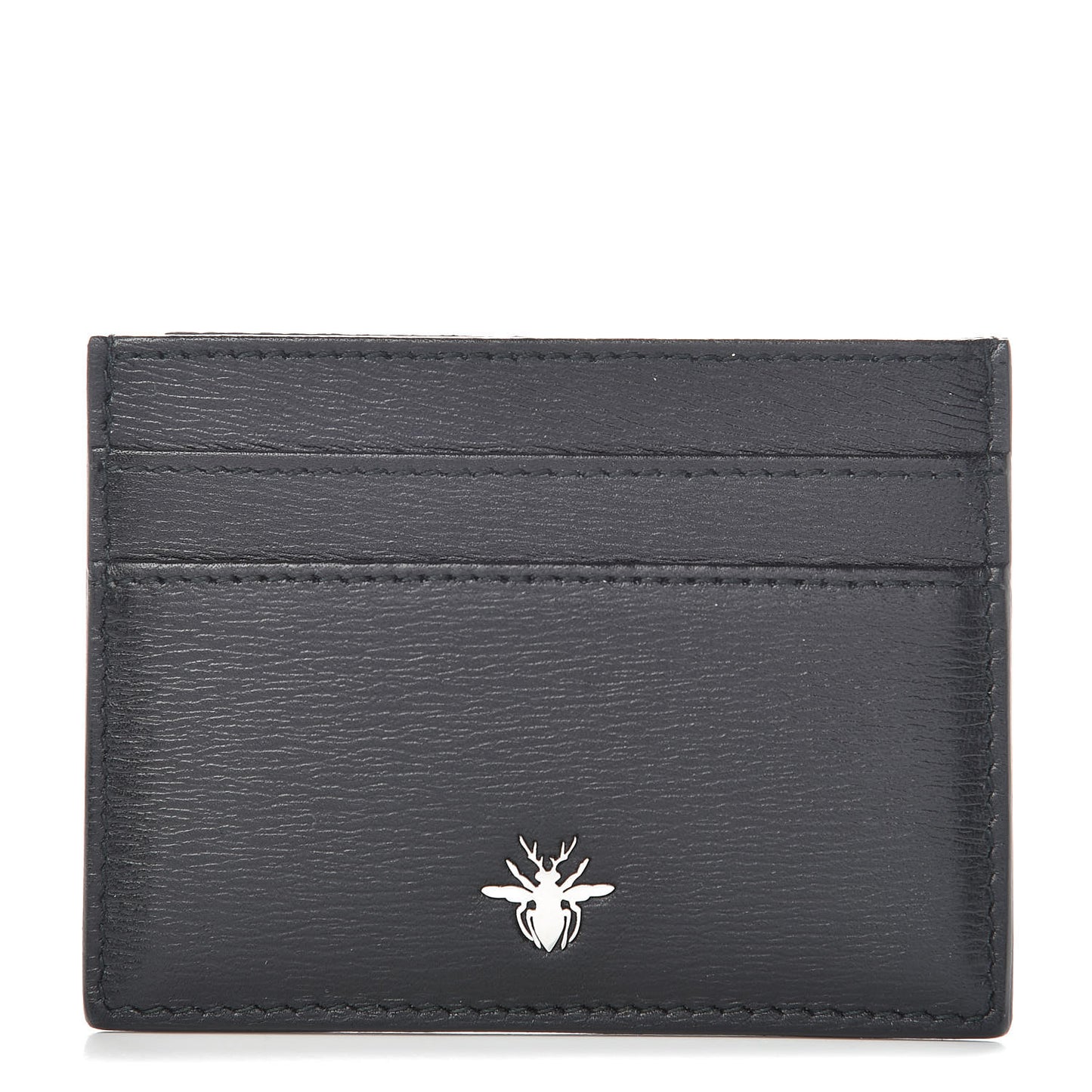 Calfskin Bee Signature Card Holder Black