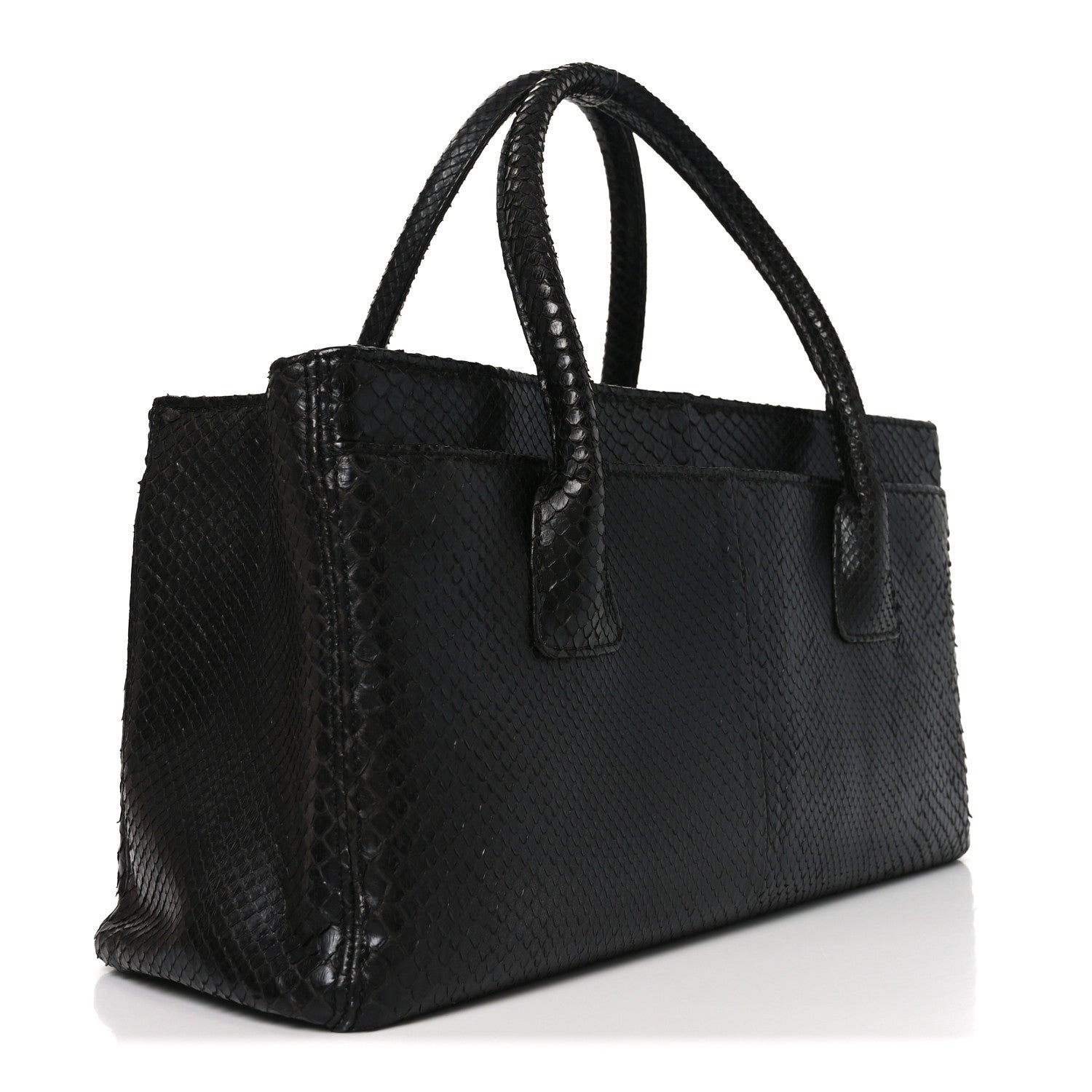 Chanel Snakeskin Executive Cerf Shopper Tote Black 1833973