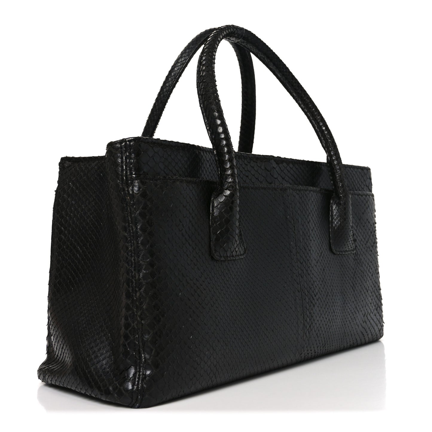 Snakeskin Executive Cerf Shopper Tote Black