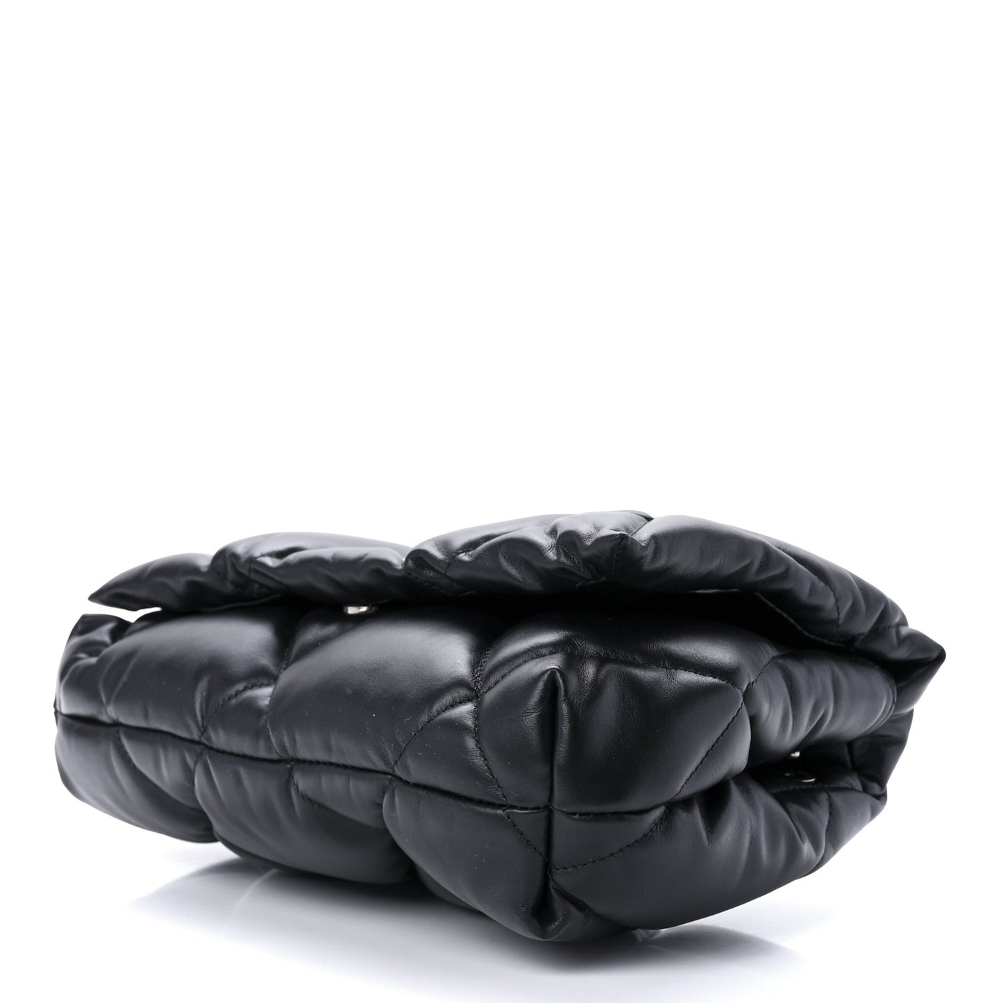 Nappa Calfskin Quilted Touch B Puffy Clutch Black