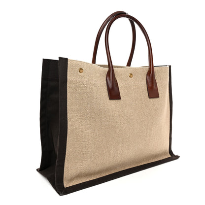 Saint Laurent Linen Calfskin Rive Gauche Tote Natural 3 of 11
