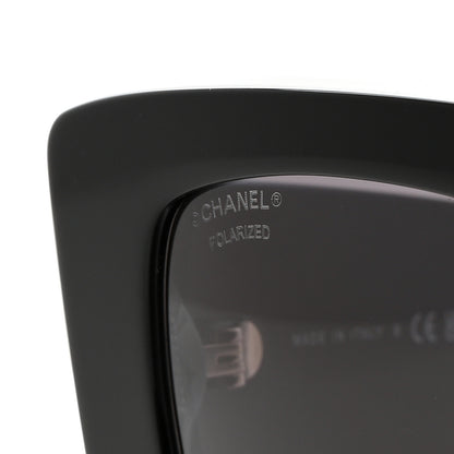 Chanel Acetate Pearl Rectangle Sunglasses 5480-H Black 7 of 11
